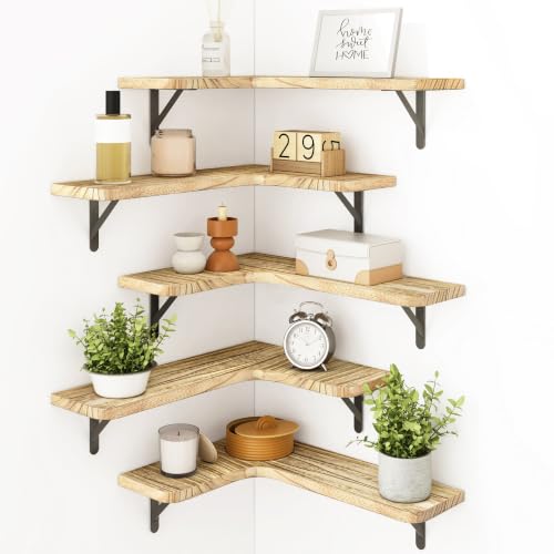Fixwal Conner Shelves Wall Mounted for Decor, Carbonized Black 5pcs - color: 1-carbonized Black