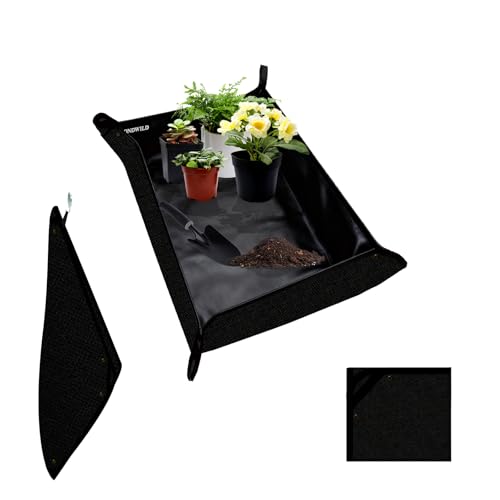 39.5"x31.5" Plant Transplanting Mat - Thickened Waterproof Potting Mat, Succulent Gardening Mat, Portable Repotting Mat for Mess Control (PVC-Black) - color: Black, size: 39.5" x 31.5" x 0.1"
