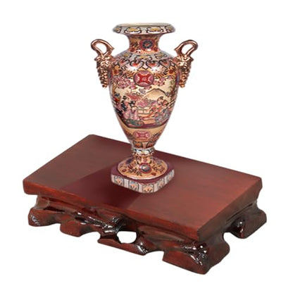 Non-slip Load-bearing Carved Rosewood Base for Buddha Statue Trophy Antique | 1. Pre-reserved grooves for DIY slotting, perfectly fit irregular stones, Buddha statues, vases and bonsai - size: 6.2" L X 3.5" W X 1.7" H