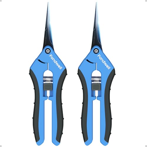 Fondwell 6.5" Small Pruning Shears for Gardening, Plant Trimming Scissors - color: Black Straight Blades (2pcs)