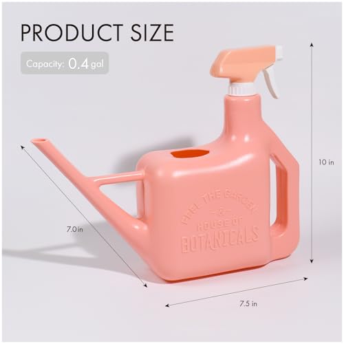 PETAL & FLOW Spray Sprinkler 2-in-1 Watering Can & Plant Mister Spray Bottle for Indoor & Outdoor Plants, 0.4 Gal (1.6L)(Apricot Pink) - color: Apricot Pink