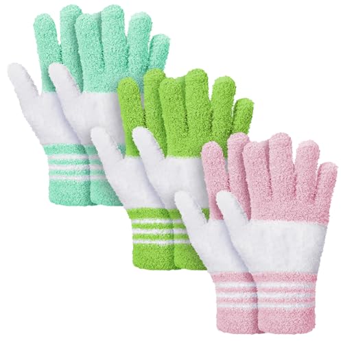 Patelai 3 Pairs Microfiber Dusting Gloves for Plants Leaf, Large - color: Yellow, Blue, Pink, White, size: Large