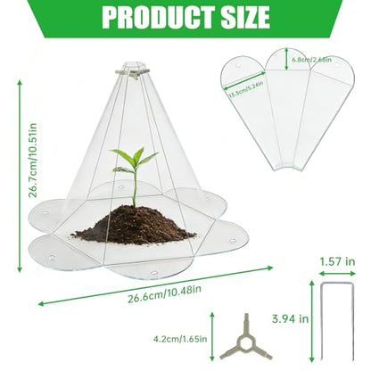 Yhtpouqe 20 Pack Garden Cloches for Plants, Larger Plant Covers Freeze Protection with 40 Ground Securing Pegs, Plant Protectors from Animals for Vegetable, Flower Seedlings, 10.51" H X 10.48" D