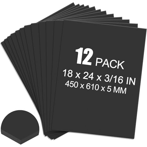 ToLanbbt 12 Pack Black Foam Board, 18 x 24 x 3/16" Thick Foam Core Acid Free Poster Foamboard for Art Craft Projects, Painting, Displaying, Signage, Wedding, School - color: Black, size: 18x24"-12P