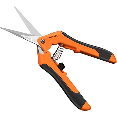 VIVOSUN 6.5 Inch Gardening Scissors Hand Pruner Pruning Shear with Straight Stainless Steel Blades Orange 1-Pack | Straight Precision Stainless Steel Blades, Comfort Ergonomic Grips, Ideal Snip for Deadheading, Trimming & Shaping Plants - style: Orange St