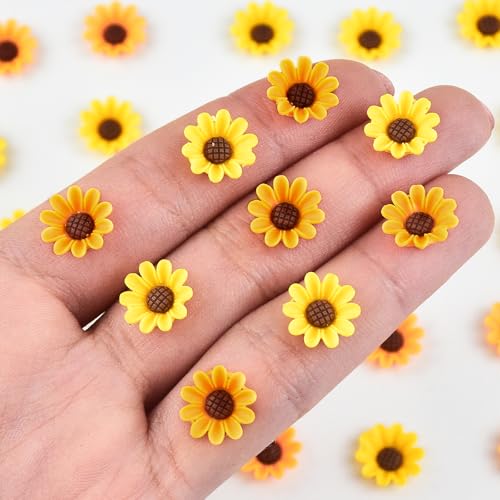 200 Pieces Tiny Sunflower Decor for Dollhouse Mini Resin Decor for Crafts Tiny Things for Fairy Garden Micro Landscaping Decoration - style: Sunflower