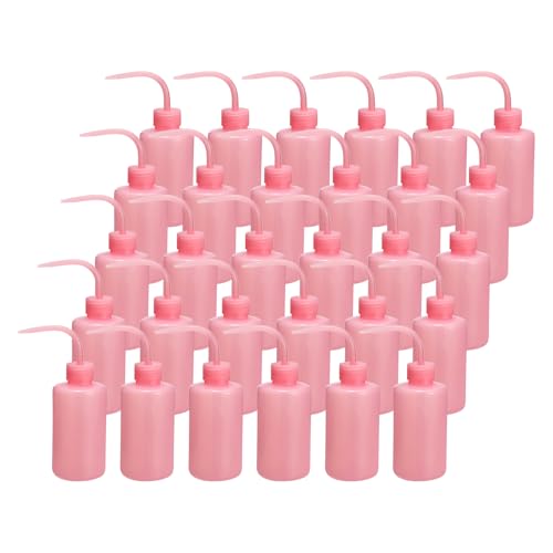 PATIKIL 250ml 8oz Pink Round Plastic Reusable Eyelash Tattoo Wash Bottle, 30 Pack, Perfect for Plant Care, Lab Use, Storage - color: Pink