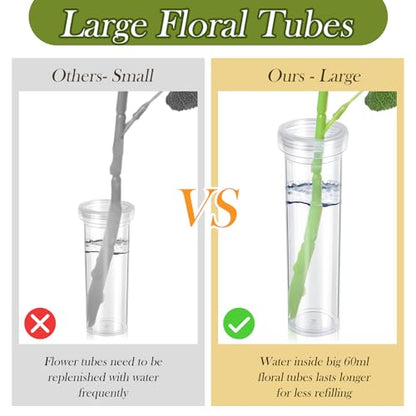 Hushee 100 Pcs 60ml 4.33 Inch Floral Tubes for Milkweed Large Flowers Water Tubes for Milkweed Cuttings Flower Floral Arrangements Butterfly Habitat