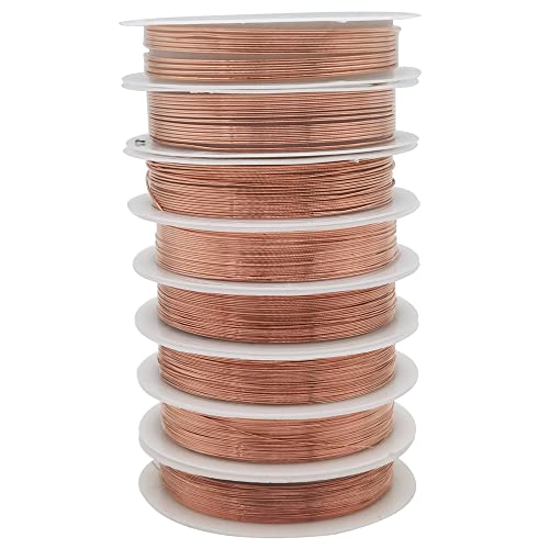 INSPIRELLE 8 Packs Copper Wire Mixed Sizes Craft Jewelry Beading Wire - color: Copper