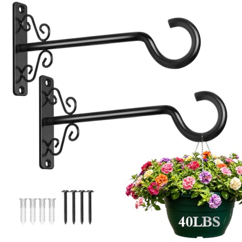 BOLITE Plant Hangers, 6 Inch Hanging Plant Brackets Outdoor Indoor, Black - color: Black, size: 6 Inch