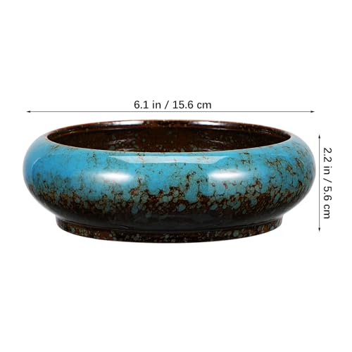 Toddmomy Lotus Flower Bowl Planter 6.88 Inch Round Shallow Ceramic Pot with Drainage Hole for Succulents Cacti Bonsai Indoor Plants Home Office Decor - size: 1pc