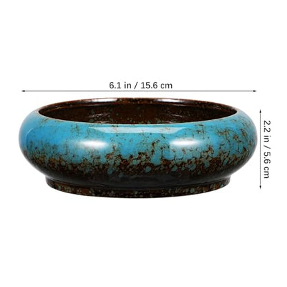 Toddmomy Lotus Flower Bowl Planter 6.88 Inch Round Shallow Ceramic Pot with Drainage Hole for Succulents Cacti Bonsai Indoor Plants Home Office Decor - size: 1pc
