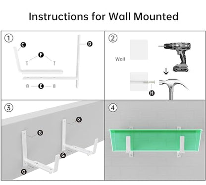 Y&M Adjustable Window Box Brackets for Planter Box, Heavy Duty Wall Mounted Hooks Hangers for Flower Baskets Holder Durable, Hanging Brackets for Fence Patio Garden Balcony(4 Packs) - size: 4p White