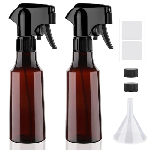 12oz Continuous Mist Plastic Spray Bottle 2 Pack All Purpose | Heavy Duty Empty Water Spray Bottles for Hair, Cleaning Solutions, Plants，Essential Oils - color: Brown-2pcs