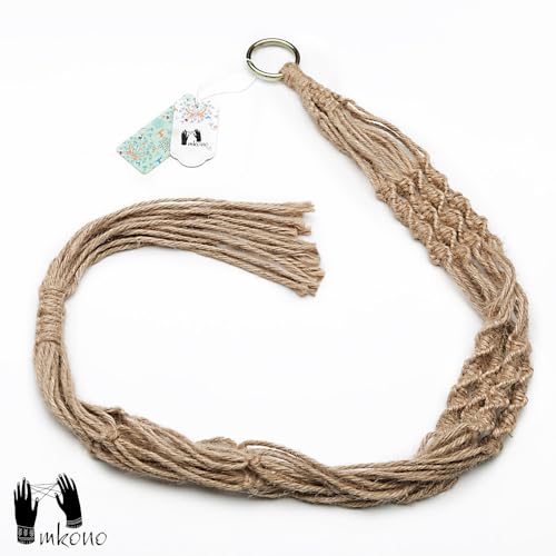 Mkono 2 Pack Macrame Plant Hangers Indoor Hanging Planter Basket Decorative Flower Pot Holder Jute Rope for Indoor Outdoor Home Decor 4 Legs 40 Inch, Brown