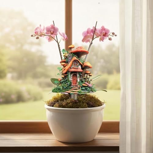 Mushrooms Garden Stakes Decor Yard Acrylic - 2D Spring Garden Acrylic Sign Decoration, Yard Art, Gift for Nature Lovers, for Indoor & Outdoor Flower Pots, Yard, Mini Gardens & Lawn (5.9”x5.9”) Y09