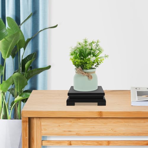 Operitacx Wood Display Base 5.90 X 5.90 X 1.96 in Square Vase Stand for Home Decor Plant Buddha Statue Teapot Antique Desktop Ornament Display