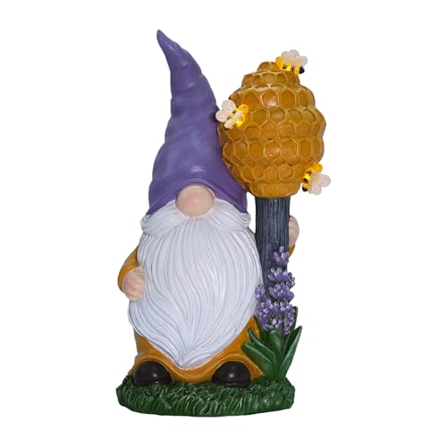 Solar Garden Outdoor Statues Gnomes Statues Yard Resin Decoration Gift Handmade Housewarming Gift for Patio Yard Lawn Waterproof Cracking - color: Purple Gnomes