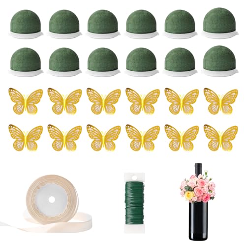 MANOPAWS 12Pcs Round Mini Floral Foam Holders, Wet Dry Foam Blocks for Flower Arrangement Decor