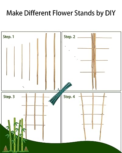 30 Pcs 16 Inch Bamboo Stakes Plant Support with Ties for Potted Plants - size: 16 INCH-30 PACK & Ties