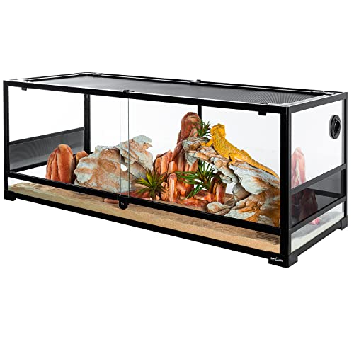 REPTI ZOO Reptile Tempered Glass Extra-Long Terrarium Habitats 48" x 18" x 18" Reptile Amphibians Large Enclosure for Snake/Bearded Dragon/Lizard ect. - size: 48" x 18" x 18" (Extra-Long)