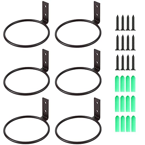 Sivya 6 Pack 4in Flower Pot Holder Ring Wall Mounted Metal Planter Hooks Hangers Wall Bracket - size: 4 Inch