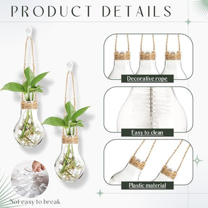 Baderke 12 Sets 3.15" Plastic Window Propagation Stations Hanging Propagation Vases Plant Test Tubes with Suction Cup & Traceless Nail & Brush Clear Wall Jars for Office Home Garden Decor Lover Gift - size: 3.15" H x 2.09" W