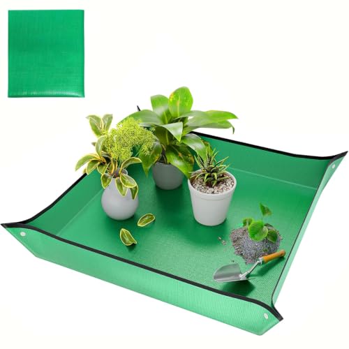 Repotting Mat for Indoor Plant Transplanting and Mess Control，27"x 27" Thickened Waterproof,for Indoor Plant Transplanting, Mess Control, Succulent Potting - color: Green