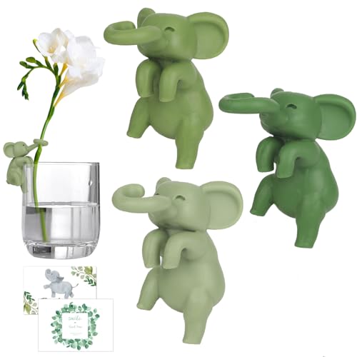 Plant Propagation Buddy, Elephant Plant Propagation Holder with Forest-Themed Greeting Card, Plant Support for Sprouts, Stems, Shoots and Cuttings,Plant Supporters for Plant Lover, 3PCS - style: 3 Green Elephants