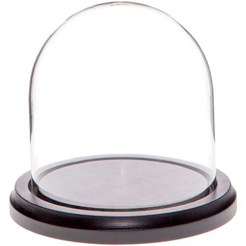 Plymor 4" x 4" Glass Display Dome Cloche (Black MDF Wood Base) - color: Black Wood Base