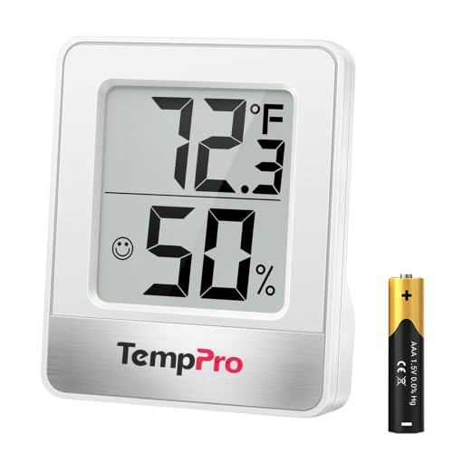TempPro TP49 Digital Hygrometer Indoor Thermometer | Humidity Meter Room Thermometer with Temperature and Humidity Monitor Mini Hygrometer (Previously ThermoPro) - color: White Indoor Thermometer