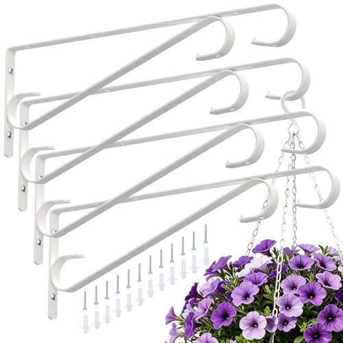 4 Pack 15.4" Plant Hangers Outdoor with 2 Hanging Designs for Planters - color: Wihte - 4 Pack
