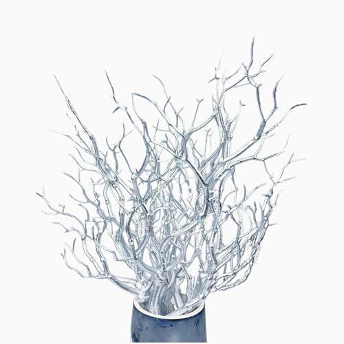 13.8 inches Artificial Coral Branches Fake Antler Branches Small Branches for Home Decoration Flower Arrangement Wedding Christmas Halloween Festival (Silver 10PCS) - color: Silver 10pcs