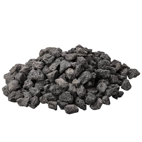 10 lb 0.8-1.2 Inch Small Black Lava Rocks for Fire Pits, Indoor Fireplaces, Outdoor Gas Fire Tables, Garden Landscaping Decoration - size: 0.8"-1.2"