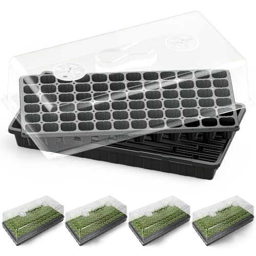 20-Pack 1020 Seed Starter Trays - Extra Thick & Heavy Duty, No Drain Holes - 2.44" Deep Reusable Propagation Trays for Seedlings, Microgreens, Gardening & Greenhouse (5Pack-1020+72-cell Tray+5"Dome) - size: 5Pack-1020+72-cell Tray+5"Dome