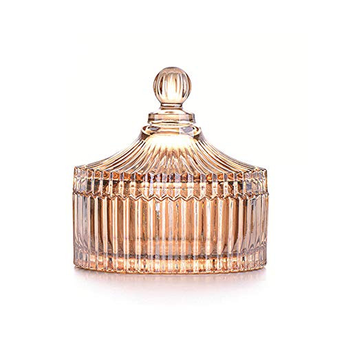 CHOOLD Luxury Colorful Tent Shaped Crystal Candy Jar with Lid,Clear Glass Apothecary Jar Wedding Candy Buffet Jar Food Jar (10oz/24oz) (Amber-S) - color: Amber-S