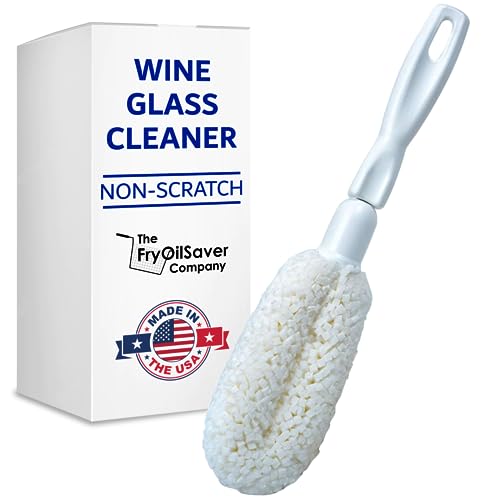 2-Pack Flute & Stemware Wine Glass Cleaning Brush - Dishwasher Safe, Non-Scratch Flute Cleaner for Crystal Glasses, Champagne Glass, Goblet, Wine Decanter - for Bar & Restaurant by FryOilSaver B61C - style: Pack of 2