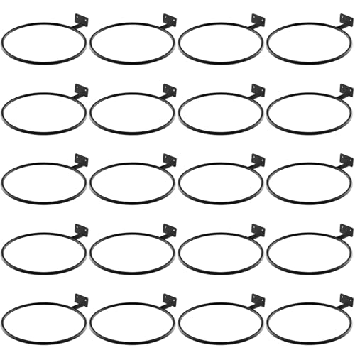 Wall Plant Holder Bulk 6in 20Pack Metal Ring Plant Hanger Black | Planter Pot Wall Mounted Bracket Heavy Duty for Outdoor Indoor - color: Black-20pack, size: 6in