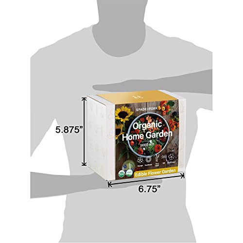 Organic Edible Flower Garden Seed Kit - 23pc Indoor Garden with Soil, Pots, Plant Markers, USDA Organic Non-GMO Seeds & Illustrated Instructions - Sunflower, Borage, Thai Basil, Dill, Nasturtium - style: Edible Flower Garden Kit