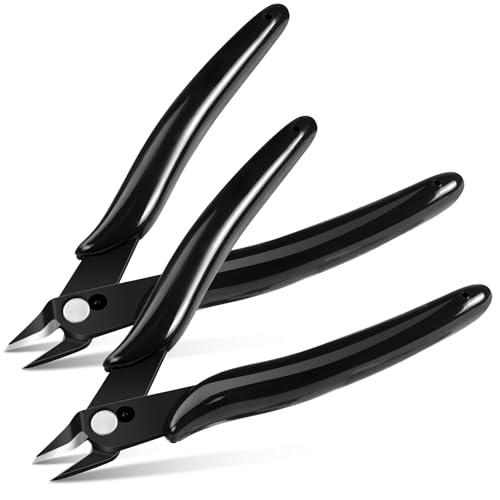 Ainiv Wire Cutters, 2PCS Spring-loaded Side Cutters Flush Cutters, Diagonal Cutters Precision Side Cutters, Diagonal Cutting Pliers in CRV Steel, Heavy Duty Cutting Pliers for Electrical, Homes - color: Black Wire Cutter-2pcs, size: 2pcs