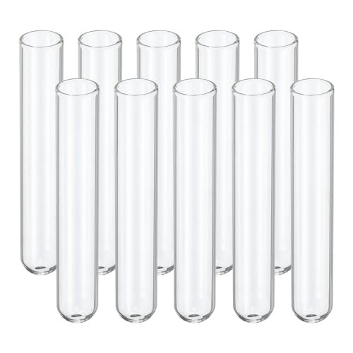 PATIKIL 10ml Test Tubes, 20pcs 3.94x0.63in Glass Clear Round Bottom Test Tube Containers for Bead Party Candy Bath Salt Storage Scientific Experiment Plant Propagation - size: 10ml