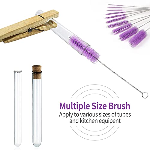 CiaraQ Bottle Cleaning Brushes, 8 Inch Nylon Tube Brush Set | Purple Cleaner for Narrow Neck Bottles Cups with Hook, Set of 10pcs. - color: Purple, size: 8.0 Inch (10pcs)