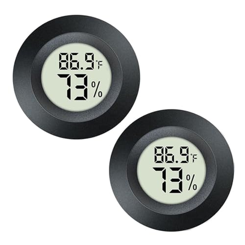 JEDEW 2 Pack Hygrometer Thermometer Digital Humidity Meter Indoor/Outdoor Humidity Monitor Reptile Thermo-Hygrometer for Greenhouse Humidors Terrarium Jars, Fahrenheit (℉) /Celsius(℃) (2)