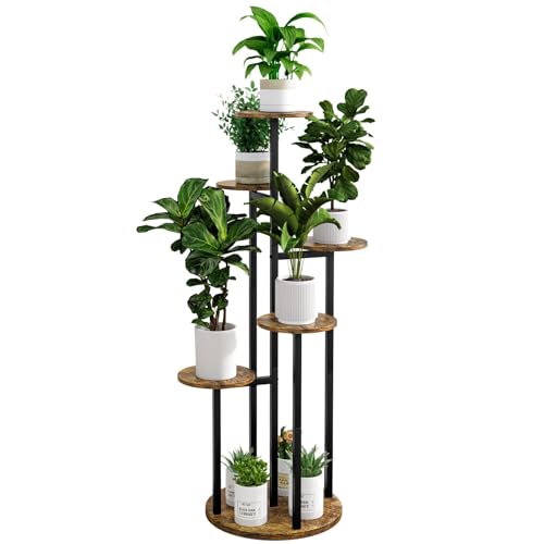 INGIORDAR 6 Tier Plant Stand Indoor Corner Tiered Holder Shelf Display Rack - color: Black 6 Tier, size: 6 Tier