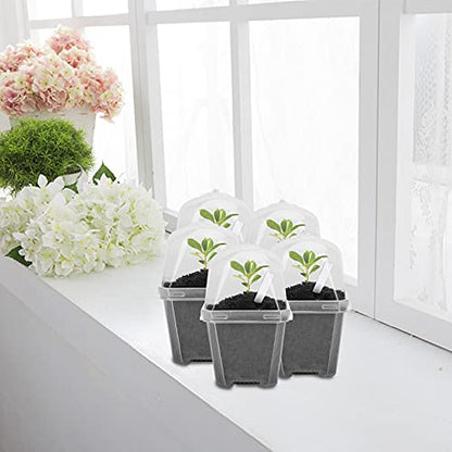 10 Pcs 4" Clear Plant Nursery Pot with Humidity Dome, Plastic Gardening Pot | Large Plastic Plant Container with Labels, Reusable Gardening Containers Cups for Seedlings Vegetables Succulents Cuttings - color: 10pcs-white, size: 4 Inch