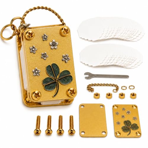 Mini Flower Press Keychain - Handcrafted Gold Metal Micro Press Kit with 20 Sheets | Portable Miniature Botanical Tool with Secure Straps | for Hikers, Resin Artists & On-The-Go DIY Crafts (Clover) - color: Clover