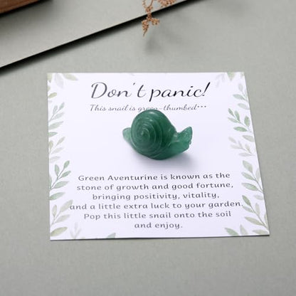 Kvekstio Cute Moss Agate Snail Figurine – Mini Crystal Snail Carving for Plant Lovers, Gardeners, Collectors, Adorable Green Thumb Desk Garden Lawn Decor, Unique Outdoor Decoration Gift