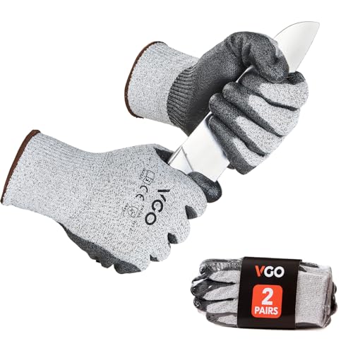Vgo... ANSI A3 Cut Resistant Gloves EN388 Level 5 Certified Hand Protection Gloves(SK2131) - color: Gray, size: Small(Pack of 2)