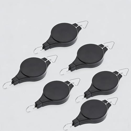 Generic Heavy Duty Adjustable Plant Hanger 6 Pack, Retractable Pulley System for Easy Height Adjustment, Ideal for Indoor and Outdoor Hanging Baskets, Pots, and Bird Feeders - Durable Black Finish
