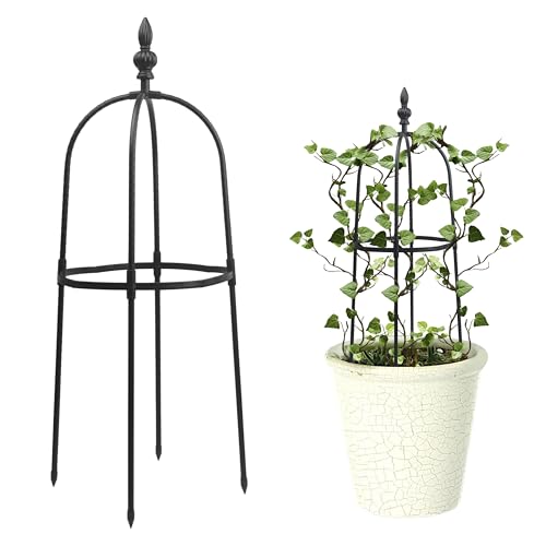 Topiary Frame, Obelisk Trellis for Potted Plants Trainer Forms Small Climbing Pots Garden, 13" Dia x 35" Tall, Round Rustproof Plastic Cage Tower Support for DIY Rose Vine Flower Indoor Outdoor